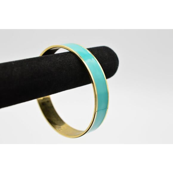 Banana Republic Statement Bracelet Bangle Gold Aqua Turquoise Blue Mint BinO - Picture 3 of 9